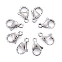 10pc 304 Stainless Steel Lobster Claw Clasps Parrot Trigger Clasps Manual Polishing Size: about 7mm wide 11mm long 3.5mm thick hole: 1.2mm