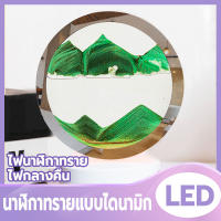 NNUU Store ไฟกลางคืนทรายดูด 3D นาฬิกาทรายหลอดไฟ LED ดูดจิตรกรรมศิลปะโคมไฟข้างเตียงจิตรกรรมไฟกลางคืนบ้านทรายฉากแบบไดนามิกรอบแก้วตกแต่ง