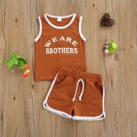 Fashion New Summer Boys Casual Two-piece Clothes Set Letter Print Casual Sleeveless Tops and Shorts Toddler Boys Girls Outfits  by Hs2023