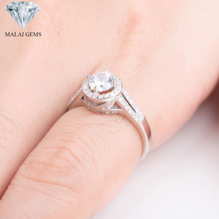 malai-gems-แหวนเพชร-แหวนhalo-เพชรล้อม-เงินแท้-925-เคลือบทองคำขาว-ประดับเพชรสวิส-cz-รุ่น-071-1rl62540-แถมกล่อง-แหวนเงินแท้-แหวนเงิน-แหวน
