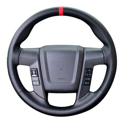 【YF】 Hand Sewing Anti-Slip Black Leather Car Steering Wheel Braid Cover For Ford F-150 F150 SVT Raptor 2010 2011 2012 2013 2014