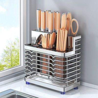 304 stainless steel kitchen tool post wall shelf household mesa put new receive food knives chopsticksTH