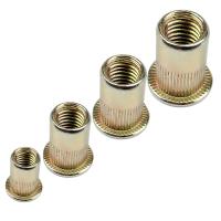 ✙♀✙ 8-80PCS M3 M4 M5 M6 M8 M10 M12 Rivet Nut Tool Zinc Plated Carbon Steel Flat Head Threaded Insert Nut