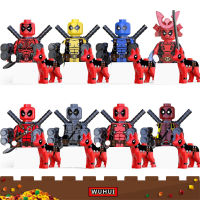 WUHUI 8Pcs มหัศจรรย์ Superhero ตุ๊กตุ่นตัวเล็กอาคารชุด  ของเล่นบล็อกตัวต่อ Deadpool อิฐก่อสร้างสำหรับโรงเรียนเด็กอายุ3 Kids Toys แม่เหล็กรถไฟแบรนด์