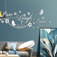 [COD] JM651 English letters love Laugh butterfly flower acrylic mirror three-dimensional self-adhesive wall