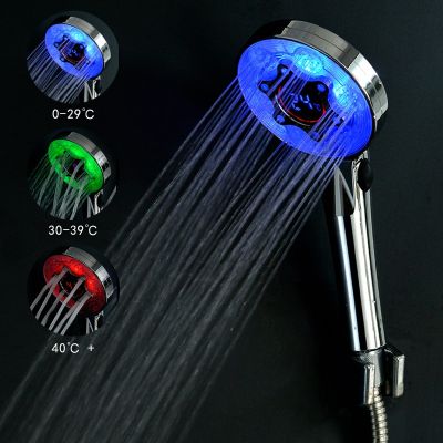 หัวฝักบัวดิจิตอล LED แรงดันสูงฝักบัวอาบน้ำอุณหภูมิควบคุม3โหมดการพ่นประหยัดน้ำได้อุปกรณ์ห้องน้ำ