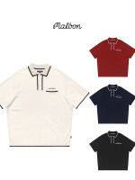 ประเทศเกาหลีใต้ Malbon Golf กอล์ฟปักลายตัวอักษรกระเป๋าเล็กแขนสั้นปก polo ธุรกิจลำลอง T เสื้อ