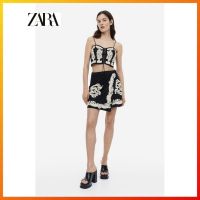 COD SDGREYRTYT ZARA Summer New Cotton Design Short Embroidered Lace Up Strap Short Top 1159789