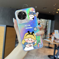 GGK เคสสำหรับ S23เด็กผู้หญิงลายการ์ตูนอลิซสโนว์ไวท์เลเซอร์สีรุ้งเคสมือถือโปร่งแสงอัลตร้าซาวด์นิ่ม TPU ขอบเคสกันกระแทกสีสันสดใสเคสบัตรเลเซอร์ในอาคาร