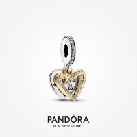 Official Store Pandora 14K Gold Plated Shooting Star Hearts Double Dangle Charm