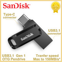 SanDisk Ultra Dual Drive OTG ไดรฟ์ปากกา Type-C พร้อม USB 3.1 Pendrive 32GB 64GB 128GB 256GB U Stick 150M/s สำหรับแล็ปท็อปสมาร์ทโฟน-ganekd