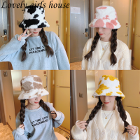 【♡Lovely girls house♡】หมวกทรงถังกำมะหยี่ขนยาวเนื้อนุ่มทันสมัยสำหรับผู้หญิงกลางแจ้งสไตล์เกาหลีหมวกฤดูหนาวฤดูใบไม้ร่วงหมวกชาวประมงทันสมัย