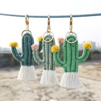 【YF】△  Fashion Car Keychains Knitting Cactus Boho Keyrings Keys Keychain Wholesale