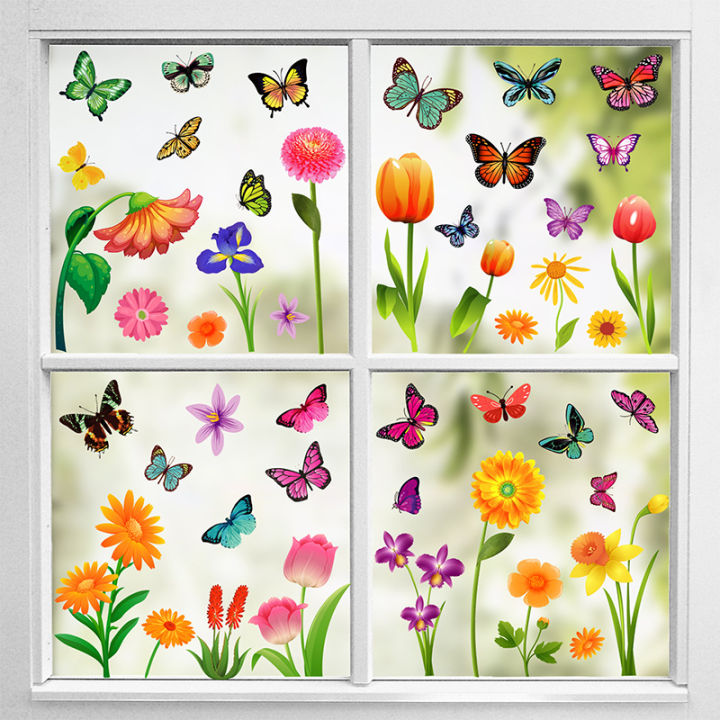 door-and-window-decals-butterfly-window-sticker-flower-decal-spring-sticker-butterfly-sticker-bionic-sticker