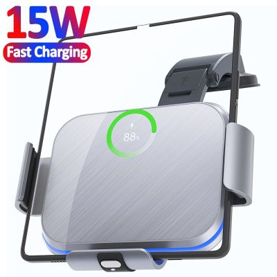 Wireless Car Charger For Galaxy Z Fold 4 3 2 iPhone Samsung W22 W21 Foldable Phone Holder Dual Coil Car Chargers Fast Charging