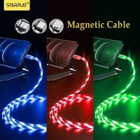 yqcx001 sell well - / 3 In1 Magnetic Current Luminous Lighting Charging Mobile Phone Cable cle usb c cable for Samsung LED Micro USB Type C for Iphone