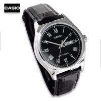 Velashop นาฬิกาข้อมือผู้ชาย  Casio Standard สีดำ/หน้าดำ สายหนัง รุ่น MTP-V006L-1BUDF, MTP-V006L-1B, MTP-V006L