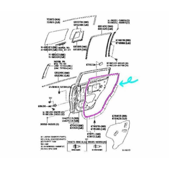 ยางของประตูหน้า-หลัง-toyota-soluna-al50-toyota-แท้ศูนย์-100-ปี-1997-2002