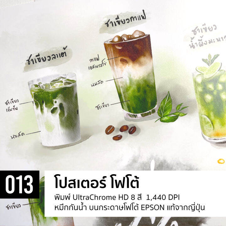 013-เมนูชา-ชาเขียว-ชาไทย-สีน้ำ-ภาพพิมพ์-แคนวาส-โปสเตอร์-โฟโต้-และสติ๊กเกอร์-pvc