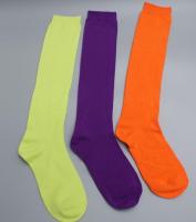 【Sock shop】ใหม่ผู้หญิงเข่าสูงถุงเท้าสีนีออนถุงเท้าผ้าฝ้ายนุ่มสีเหลืองสีม่วงสีส้ม