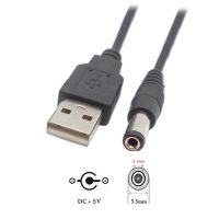 Usb เป็น5.5 Mm/2.1 Mm 5 V Olt Dc แจ็คบาร์เรลสายชาร์จไฟ1เมตร3ft ข้อศอก90การออกแบบปลั๊กไฟ Dc ในมุมขวาสาย Usb