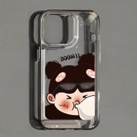 For IPhone 14 Pro Max IPhone Case Thickened TPU Soft Case Clear Case Shockproof Bubble Blowing Girl Compatible with For 13 Pro Max