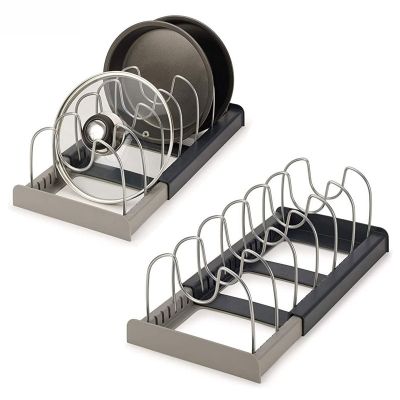 【CC】 Kitchenware Organizer Pot And Pan Lid Holders Countertop Retractable Rack Shelf Draining Dish Tray Drawer Expandable