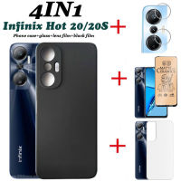 (4IN1) เคสโทรศัพท์สำหรับ Infinix Hot 20S เคส infinix Hot 20 เคสโทรศัพท์กันตก + เซรามิคฟิล์มกระจกเทมเปอร์ + ฟิล์มเลนส์