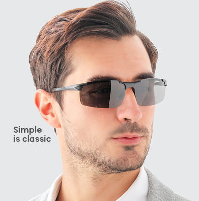 Bazlee Bazlee แว่นกันแดดโพลาไรซ์สำหรับผู้ชายกรอบอลูมิเนียมแนวย้อนยุคแว่นตากันแดดแนวสปอร์ตขับรถเฉดสีกันแสงยูวี100%