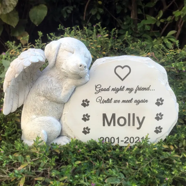 Personalized Dog Angel Pet Memorial Grave Marker Tribute StatuePet