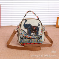 Ethnic Style All-Match Mini Multi-Functional Small Bag Multi-Layer Shoulder Crossbody Bag Canvas Backpack Lightweight Artist Style