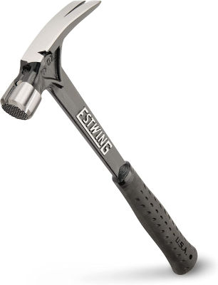 ESTWING Ultra Series Hammer - 19 oz Rip Claw Framer with Milled Face &amp; Shock Reduction Grip - EB-19SM