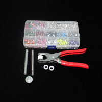 20211pc Plier+1set Eyelets Tool+100pcs10 Mix Colors 9.5mm Prong Metal Buttons Fasteners Press Studs Poppers +200pcs 5mm Eyelets