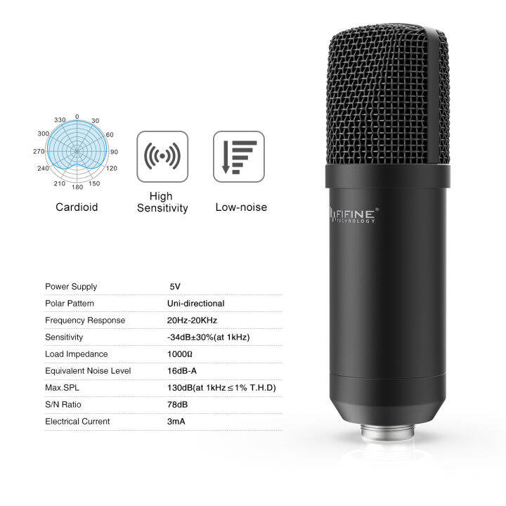 FIFINE T730/K730 USB Cardioid Microphone Condenser Microphone ...