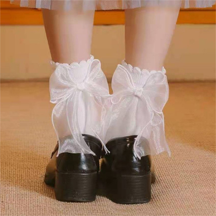ข้อเสนอสุดพิเศษ-ถุงเท้าผู้หญิง-ถุงเท้านักเรียน-ถุงเท้าน่ารัก-สีดำ-สีขาว