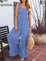 ◑ wannasi694494 Jumpsuits 2023 New Wide Leg Color Waist Pieces Female Jumpsuit for