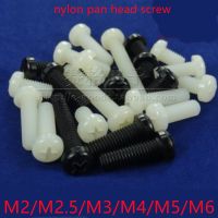 10-50pcs M2 m2.5 m3 m4 m5 m6 m8 white or black Nylon Plastic insulation Phillips Cross Recessed round pan Head Machine Screw