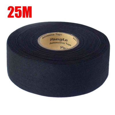 A Roll 25M Adhesive Cloth Fabric Tape Cable Looms ชุดสายไฟสำหรับรถยนต์ Auto Black Wiring Harness