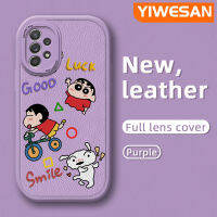 YIWESAN เคสปลอกสำหรับ Samsung A52s 5G A52 4G A52 5G ลายการ์ตูนน่ารักสีเทียนเล็กๆน้อยๆเด็กผู้ชายใหม่หนังดีไซน์ใหม่โทรศัพท์ดีไซน์ด้านข้างฝาครอบ Lensa Kontak กล้องบางป้องกันเคสกันกระแทก