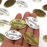 10Pcs Handmade Labels Silver Bronze Metal Tags for Clothes Hats Vintage Alloy Charms Hand Made Jewelry Making Sew Accessories Stickers Labels