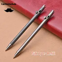 EDC Portable Key Buckle Pen Creative Pure Titanium Mini  Pointed Pen  Portable Travel Metal Ballpoint Pen Sign Key（Gift 2pcsof Refill）