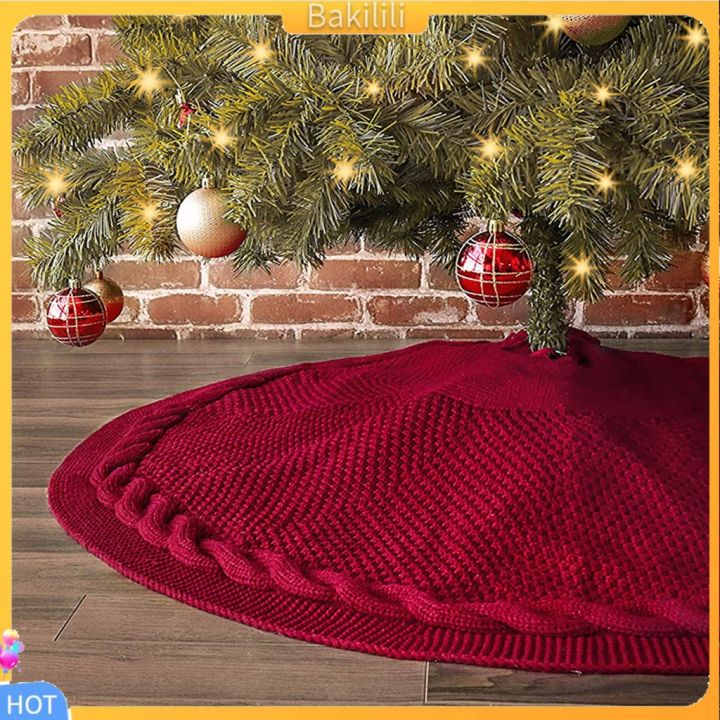 bakilili-ผ้าคลุมต้นคริสต์มาส-ผ้าถัก-แบบนิ่ม-แบบหนา-มีสีแดง-สีขาว