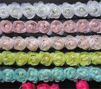 1 YARD ชีฟอง Rose ดอกไม้มุกปักผ้าลูกไม้ Trim ริบบิ้นทำด้วยมือ DIY อุปกรณ์เย็บผ้าหัตถกรรมสำหรับตกแต่งเครื่องแต่งกาย-dfgsrertersd