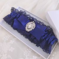 【cw】 Wedding Garters for WomenVintage Rhinestone Bow Bridal Silky Bride