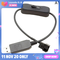 ?newdv2 USB to 4-PIN PWM 5V USB sleeved พัดลมอะแดปเตอร์สายเคเบิลเชื่อมต่อกับสวิตช์ปิด