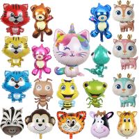 1Pc Cartoon Cute Cat Foil Balloons Jungle Forest Animals Blue Pink Deer Helium Ballon Baby Shower Birthday Party Decoration