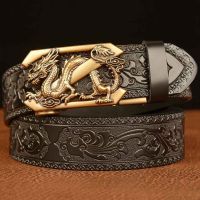 Automatik Buckle Belt Men Belt Dress Ratchet Genuine Leather Belt Automatic Sliding Buckle