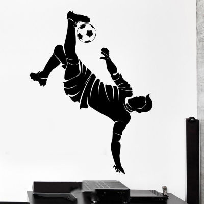 Sport Soccer Football Player Silhouette Vinyl Wall Decals Stickers for Boys Bedroom Home Decoration Mural Decal Posters A5218