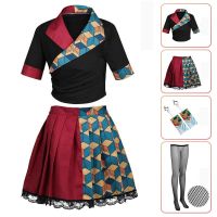 Anime Demon Slayer Nezuko Zenitsu Cosplay Costume Skirt Top Dress Kimetsu No Yaiba Kamado Uniform Outfits Hallowen Party Suit