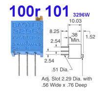 (2ชิ้น)VR เกือกม้า 100 ohm (101) 3296W Trimpot Variable Resistor (Trimmer Potentiometer)